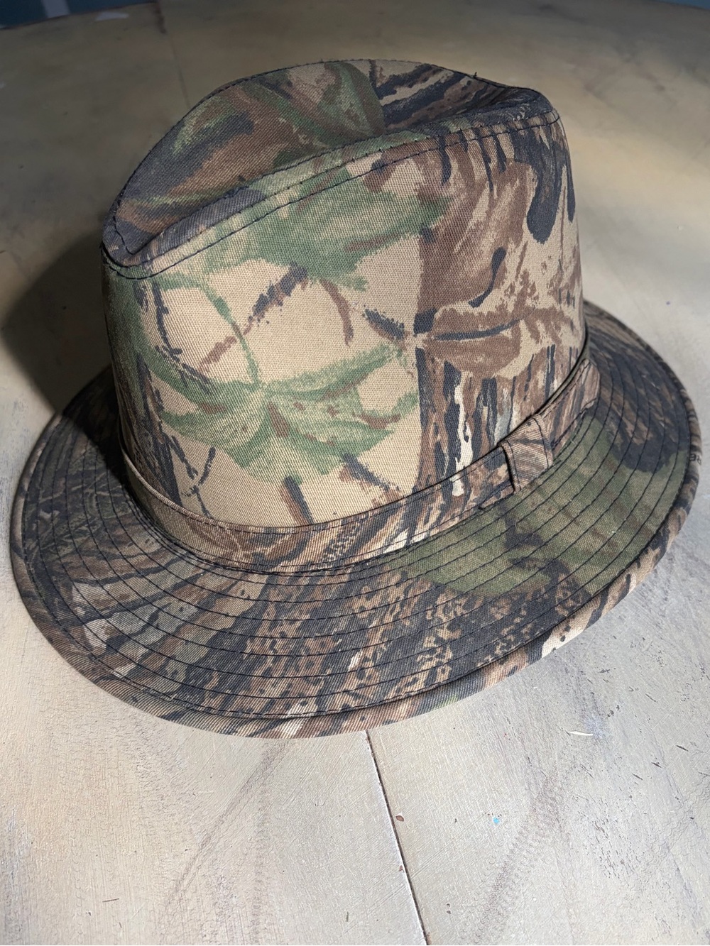 Vintage Young An Kudzu Large Realtree Camo Fedora Size 7-1/2, XL